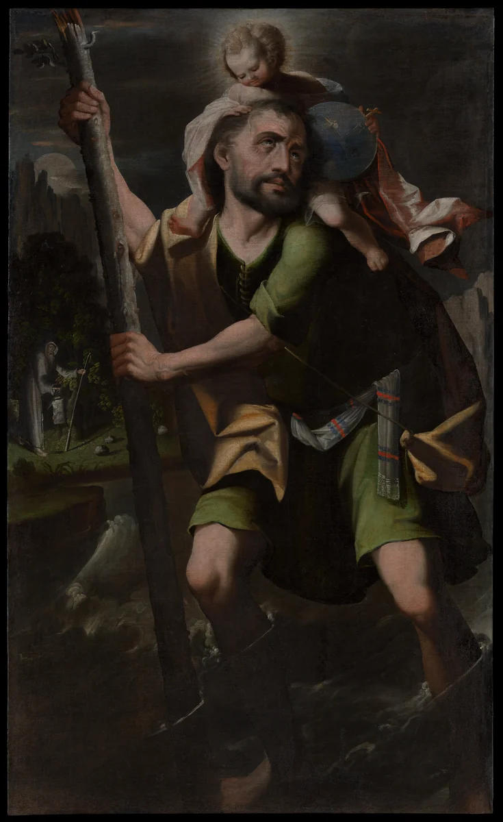 Saint Christopher by Melchor Pérez Holguin, artwork, 1710-1720