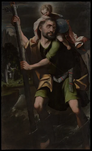 Saint Christopher by Melchor Pérez Holguin, artwork, 1710-1720