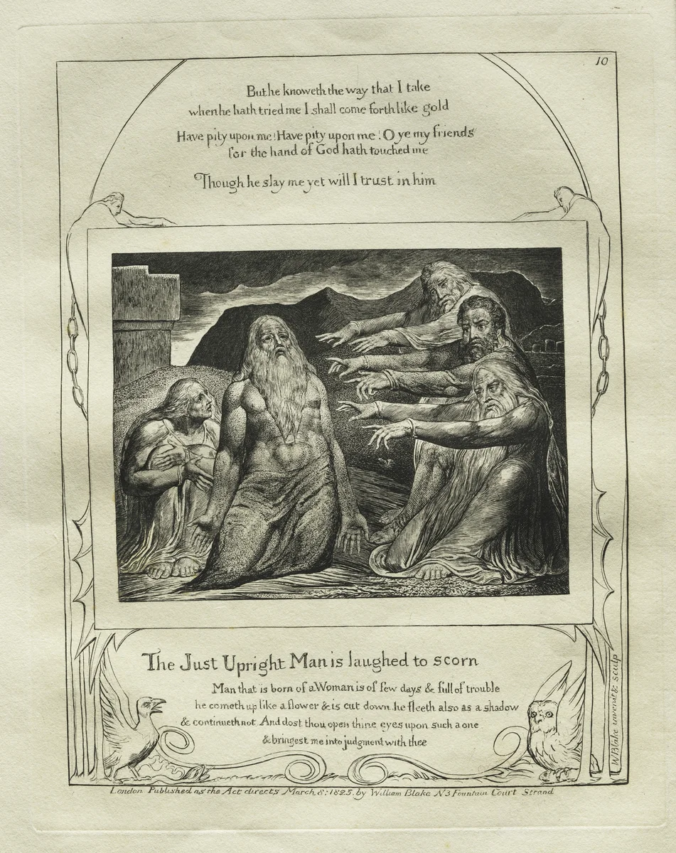 The Book of Job: Pl. 10, The Just Upright Man is Laughed to Scorn by William Blake, print, 1825