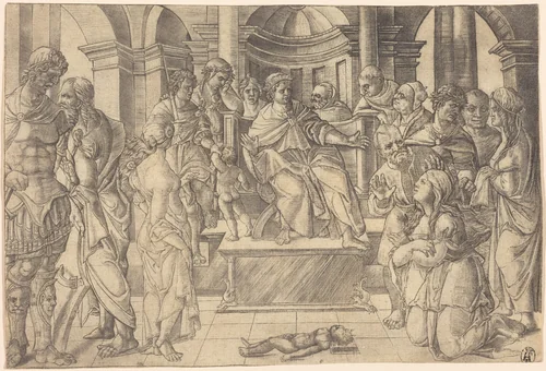 The Judgment of Solomon by Jean Duvet, print, 1516