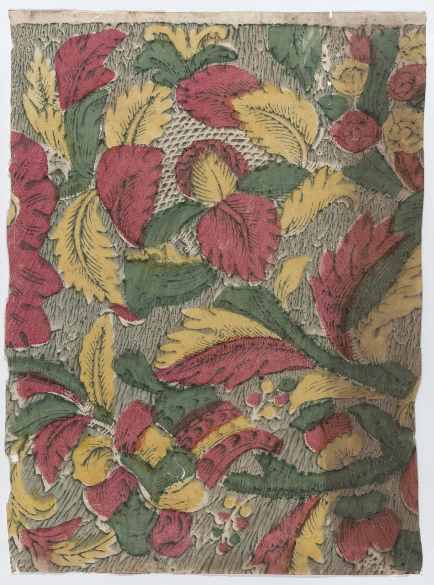 Sheet with overall leaf pattern by anonymous, print, 1775-1875