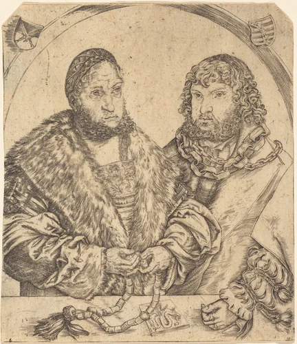 Frederick the Wise and John the Constant of Saxony by Lucas Cranach, print, 1509