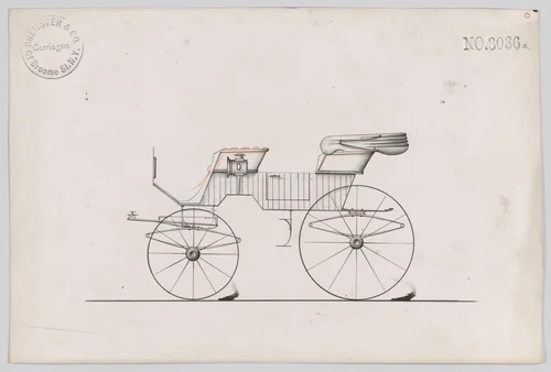 Design for 2 seat Phaeton, no. 3036a by Brewster & Co., drawing, 1874