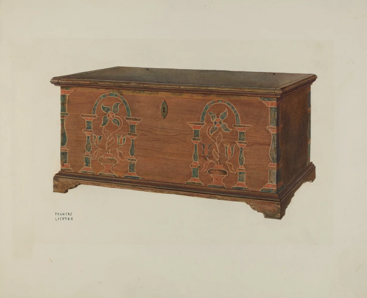 Pa. German Dower Chest by Frances Lichten, index of american design, 1935-1942