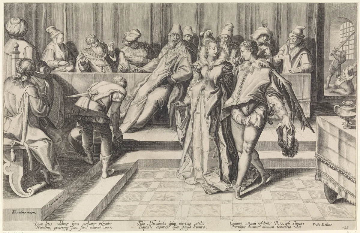 Salome bij het banket van Herodes by Unknown, print, 1589-1607