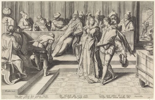 Salome bij het banket van Herodes by Unknown, print, 1589-1607