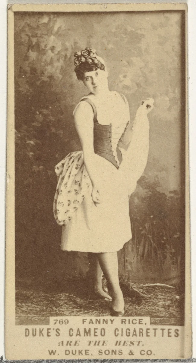 Card Number 769, Fanny Rice, from the Actors and Actresses series (N145-5) issued by Duke Sons & Co. to promote Cameo Cigarettes by W. Duke, Sons & Co., photograph, 1880-1889