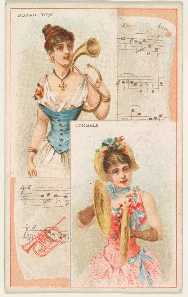 Roman Horn and Cymbals, from the Musical Instruments series (N121) issued by Duke Sons & Co. to promote Honest Long Cut Tobacco by W. Duke, Sons & Co., print, 1888