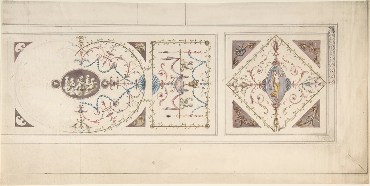 Design for a Ceiling in the Manner of Pergolesi by anonymous, drawing, 1750-1800