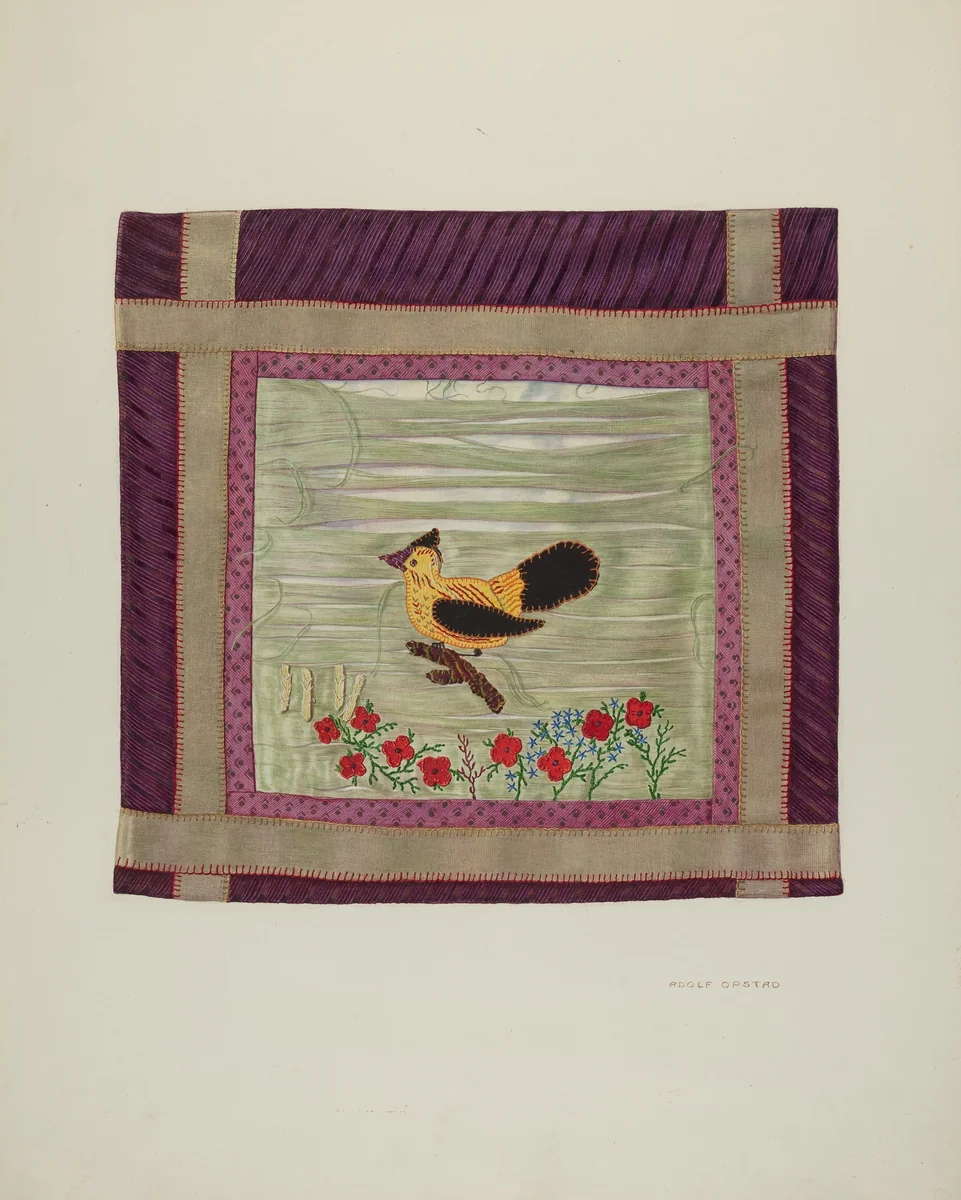 Applique Coverlet (Detail) by Adolph Opstad, index of american design, 1941