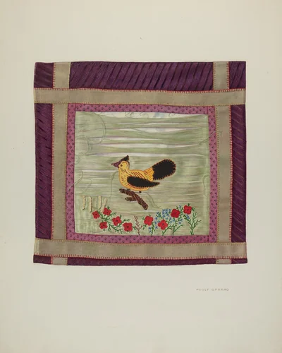 Applique Coverlet (Detail) by Adolph Opstad, index of american design, 1941