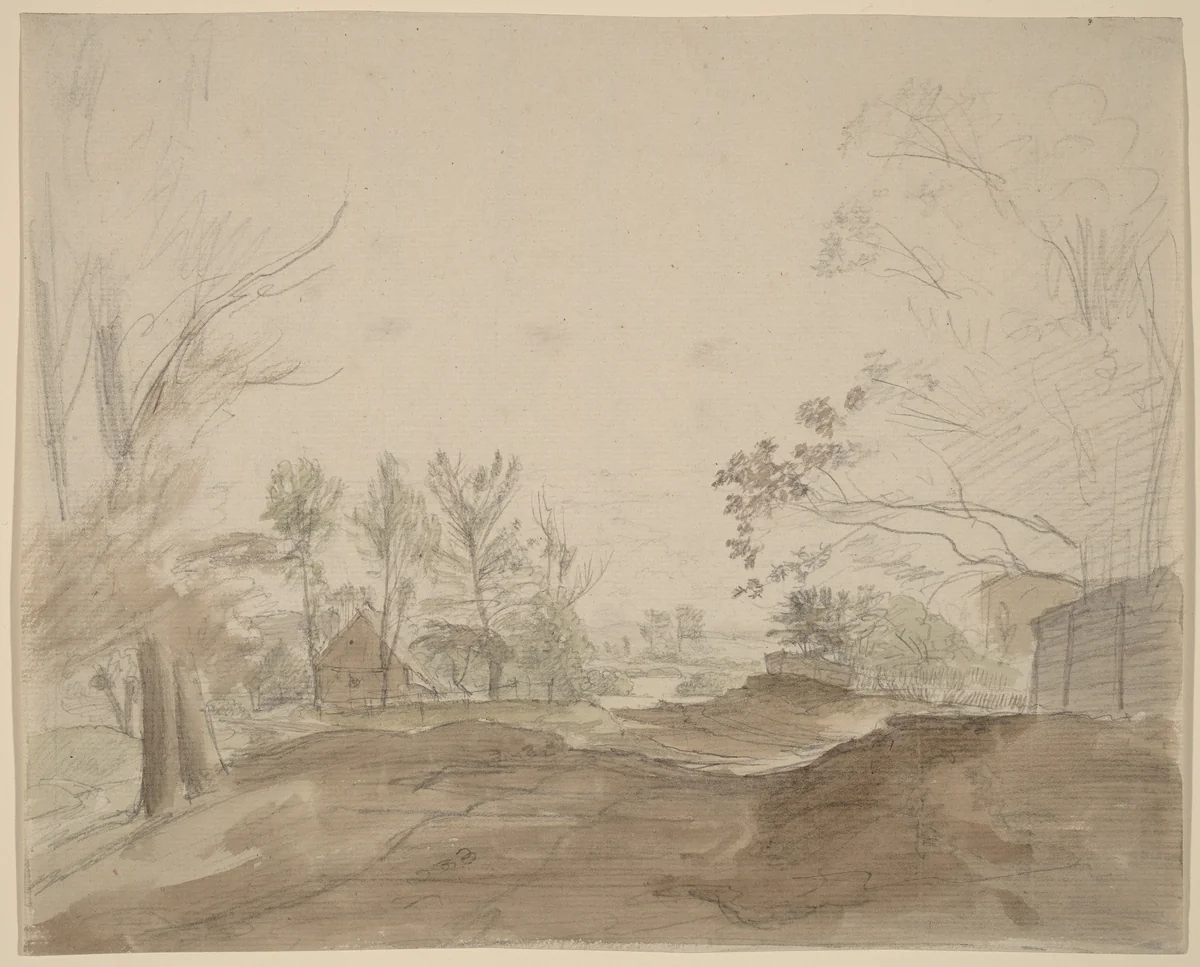 A Road through a Country Village by Christoph Nathe, drawing, 1785-1795