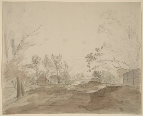 A Road through a Country Village by Christoph Nathe, drawing, 1785-1795
