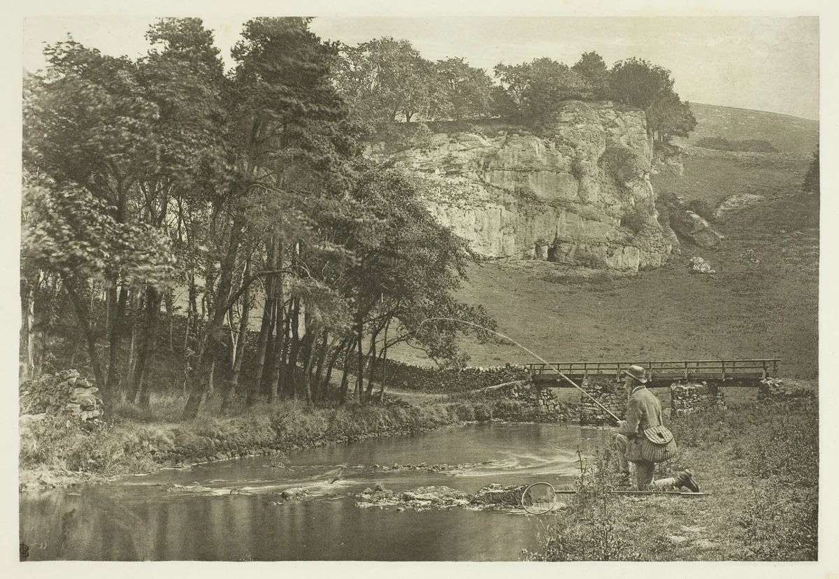 Wolfscote Bridge and Franklyn Rock, Beresford Dale by Peter Henry Emerson, print, 1880-1888