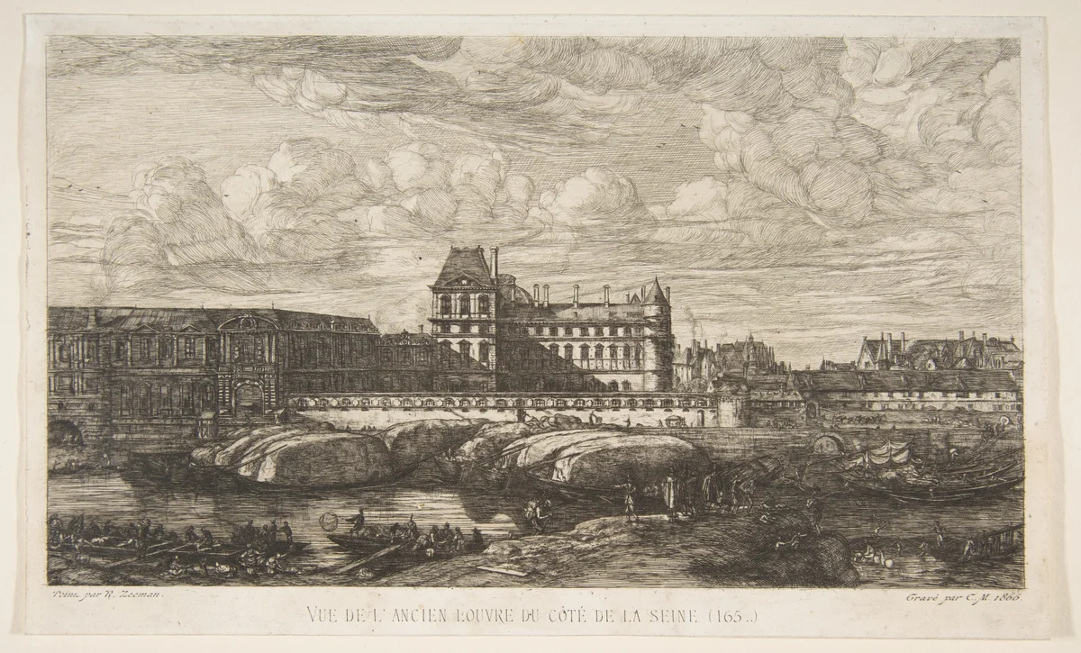The Old Louvre, Paris, after Zeeman by Charles Meryon, print, 1865-1866