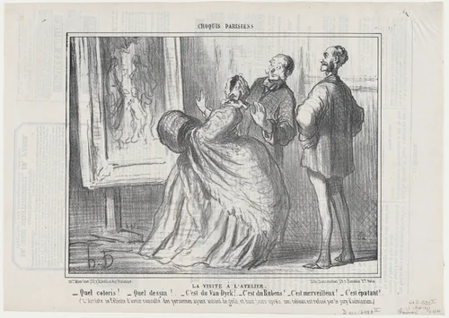 La Visite à l'Atelier, from Croquis Parisiens, published in Le Charivari, May 22, 1857 by Honoré Daumier, print, 1857