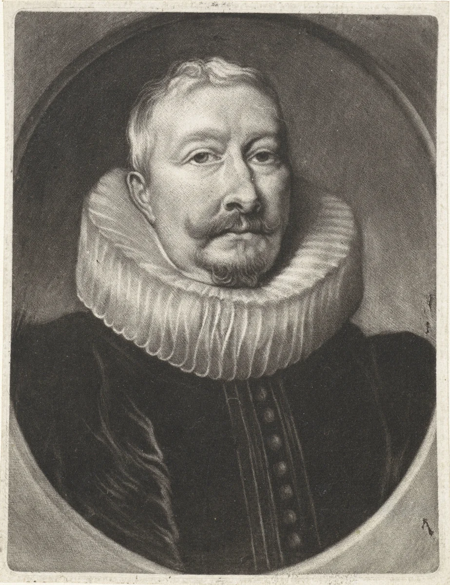 Portret van een man met een stijve plooikraag by anonymous, print, 1650-1800