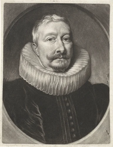 Portret van een man met een stijve plooikraag by anonymous, print, 1650-1800