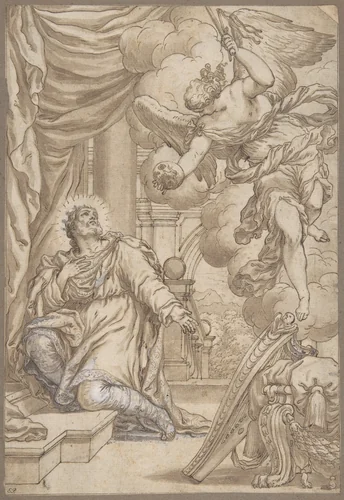 David Chooses Three Days of Pestilence (II Samuel 24:10-17) by Valentin Lefebvre, drawing, 1642-1682