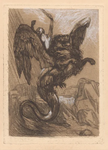 Gevleugelde Chimaera by Johannes Josephus Aarts, print, 1881-1934