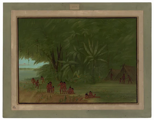 Mauhees Encampment by George Catlin, painting, 1854-1869