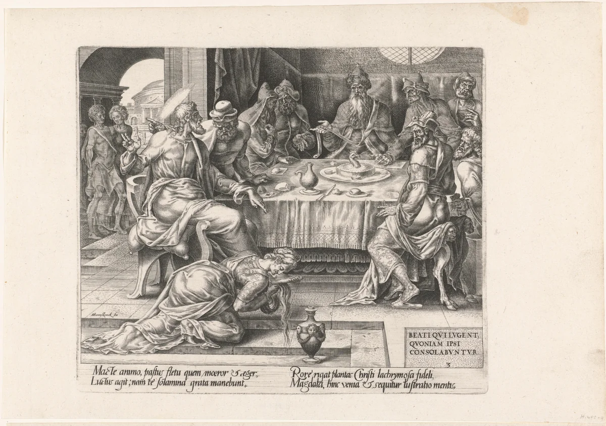 Christus gezalfd door Maria Magdalena by Unknown, print, 1564-1568
