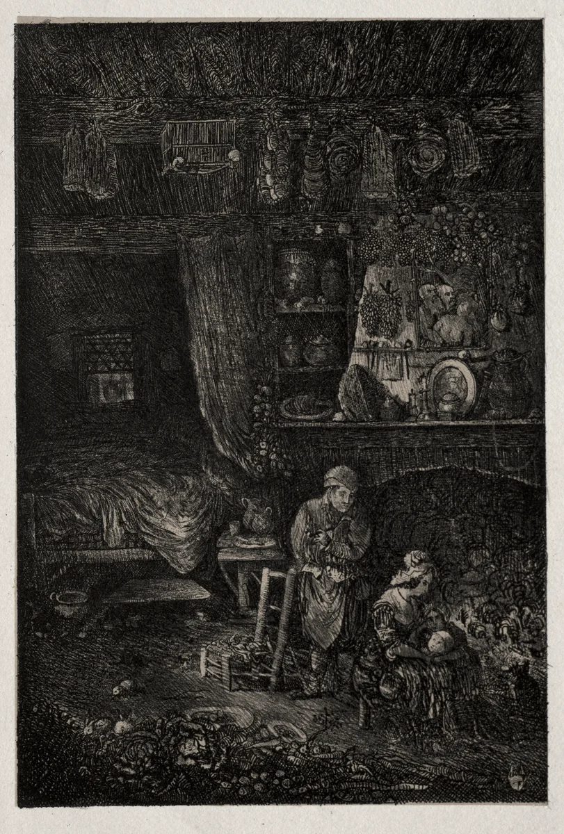 Flemish Interior by Rodolphe Bresdin, print, 1856