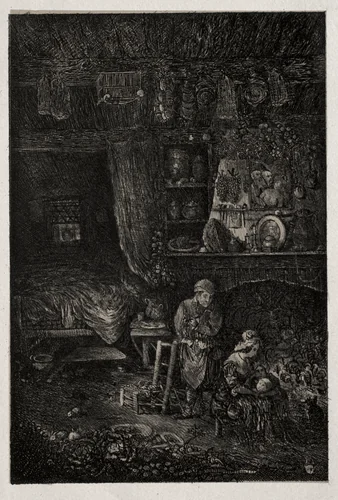 Flemish Interior by Rodolphe Bresdin, print, 1856