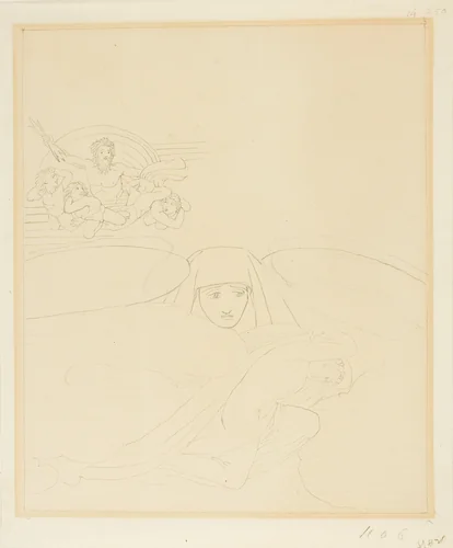 Sleep Escaping from the Wrath of Zeus by John Flaxman, drawing, 1775-1826