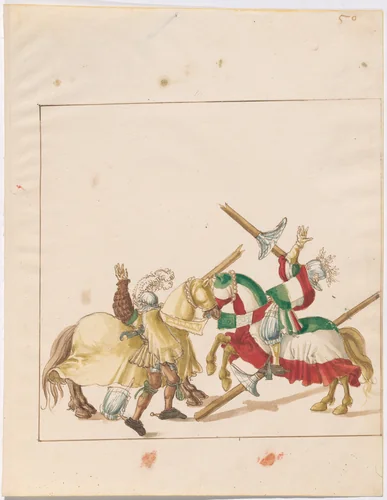 Mock Joust of War with Fixed Shields by German 16th Century, drawing, 1515