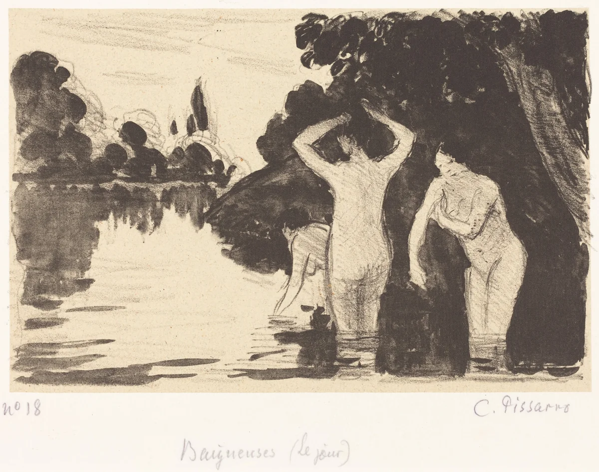 Baigneuses by Camille Pissarro, print, 1895