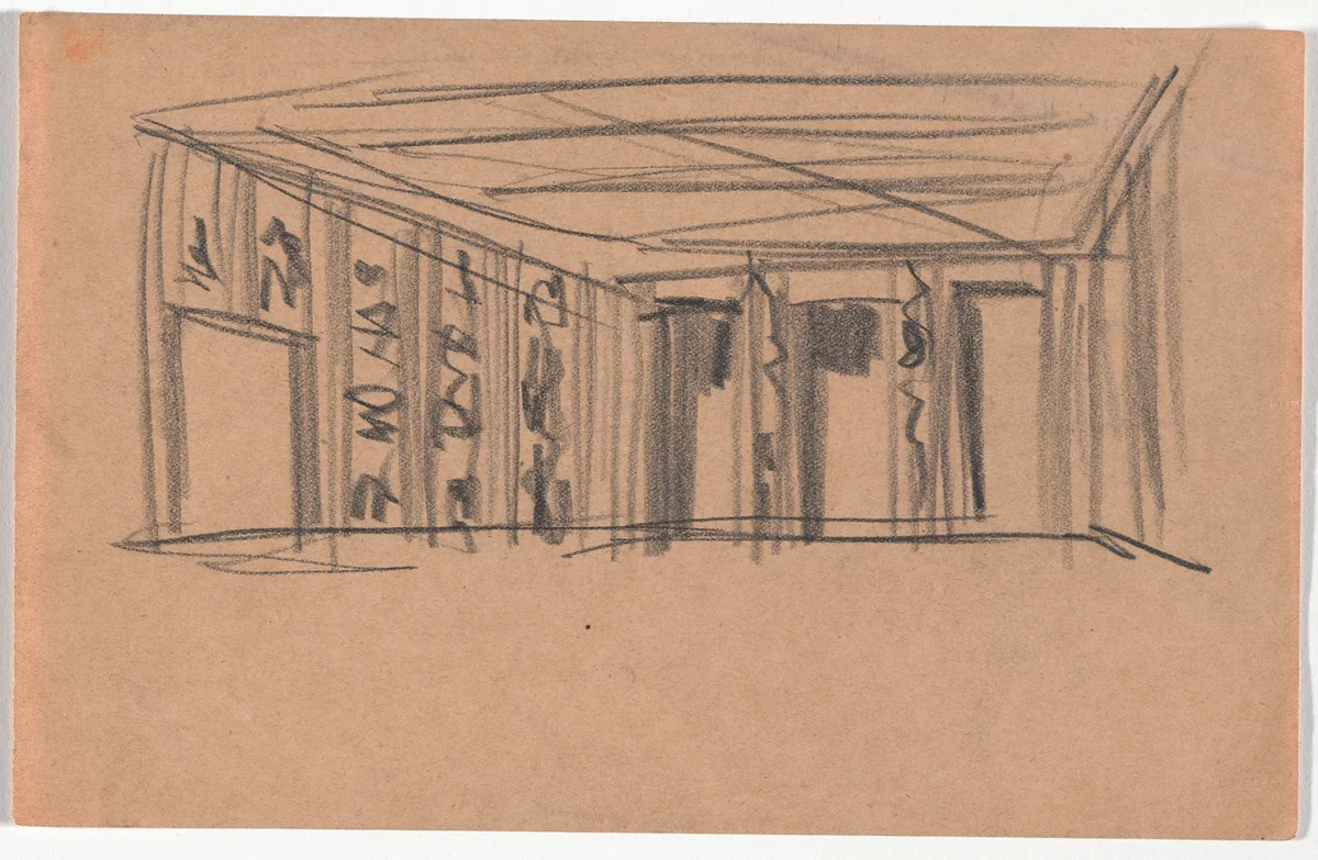 Interior sketch by Hans Poelzig, architecture, 1919