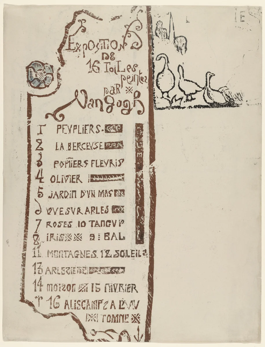 Catalogue for the Van Gogh Exhibition at Le Barc de Boutteville and Lottery Ticket by Émile Bernard, print, 1888
