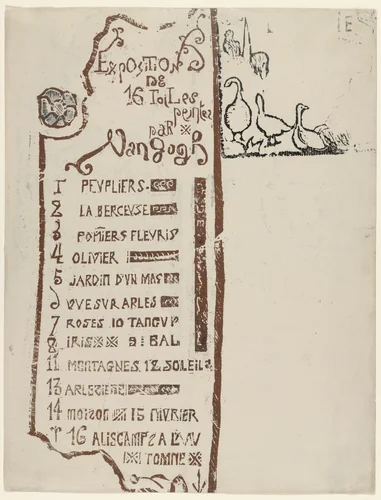 Catalogue for the Van Gogh Exhibition at Le Barc de Boutteville and Lottery Ticket by Émile Bernard, print, 1888