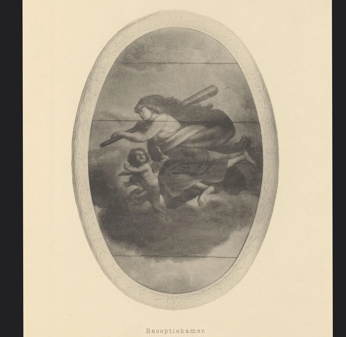 Plafondschildering in de Receptiekamer, Paleis op de Dam, Amsterdam by anonymous, photograph, 1899