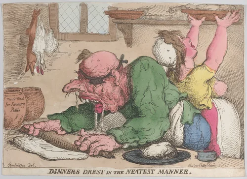 Dinners Drest in the Neatest Manner by Thomas Rowlandson, print, 1811