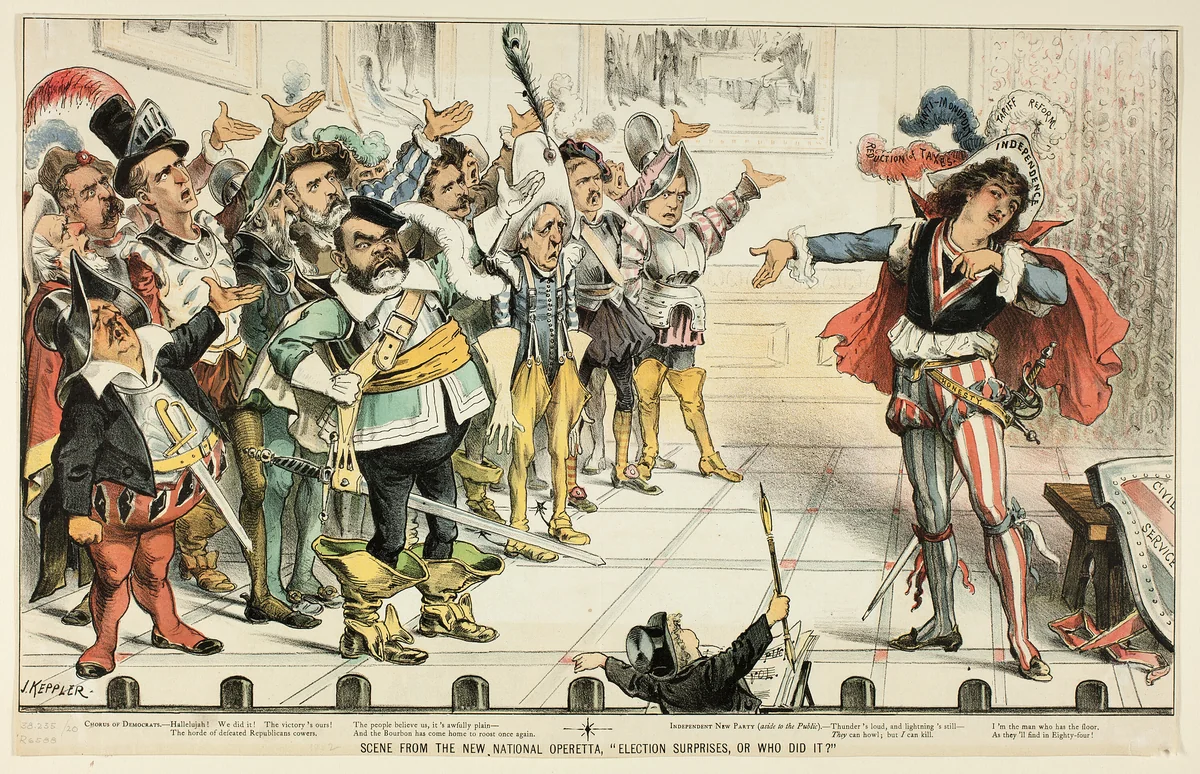 Scene from the New National Operetta, from Puck by Joseph Keppler, print, 1883