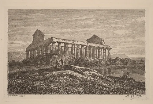 Ruins at Paestum by Alexandre Calame, portfolio, 1838-1850