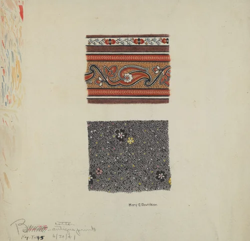 Cotton Antique Prints by Mary C. Davidson, index of american design, 1941