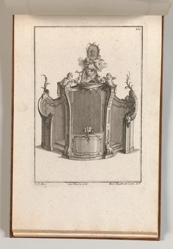 Design for a Confessional, Plate 2 from an Untitled Series of Designs for Confessionals by Carl Pier, book, 1750-1756