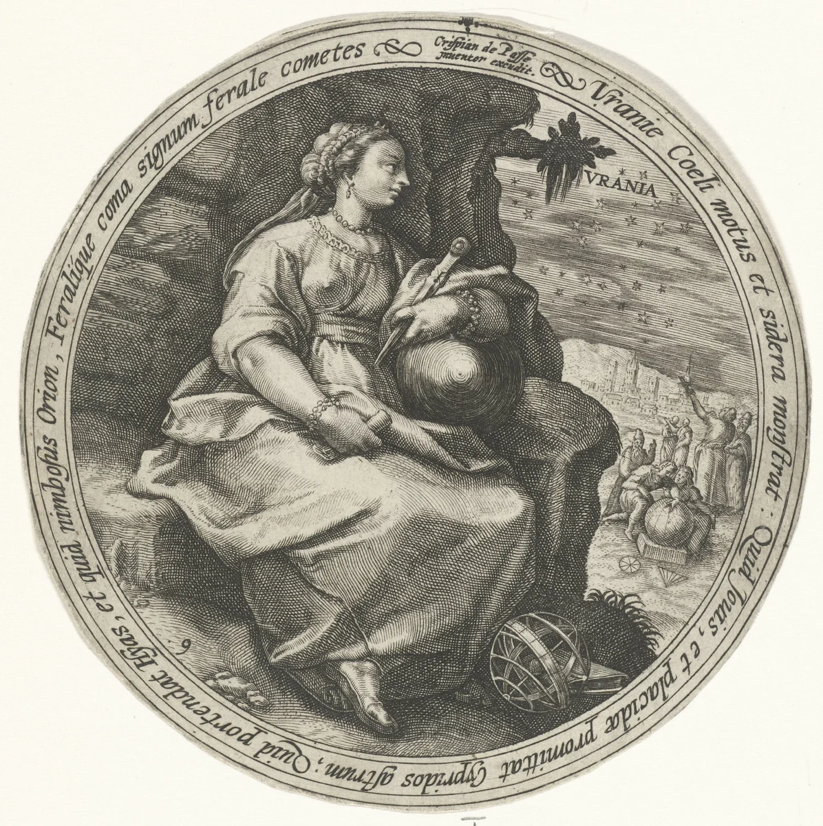 Urania by Crispijn van de Passe, print, 1589-1611