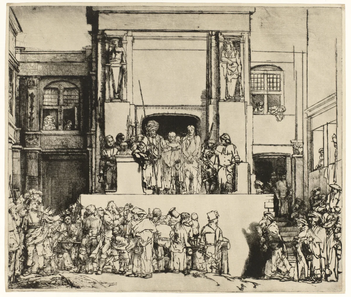 Christ Presented to the People (Ecce Homo) by Rembrandt van Rijn, print, 1655
