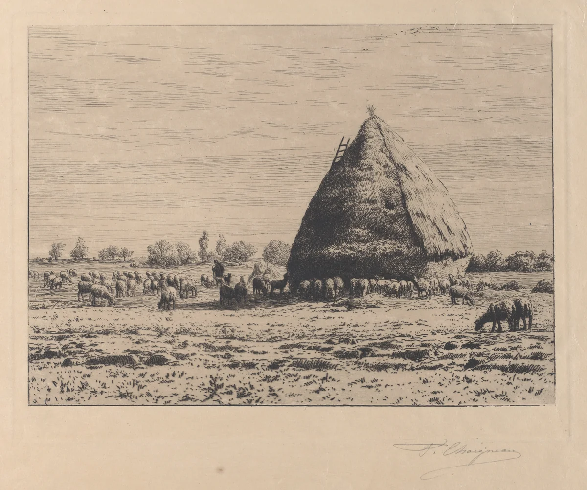 The Straw Bale by Jean Ferdinand Chaigneau, print, 1879