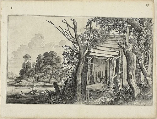 Dilapidated Hut, Plate 4 from Landscapes by Jan van de Velde II, print, 1646