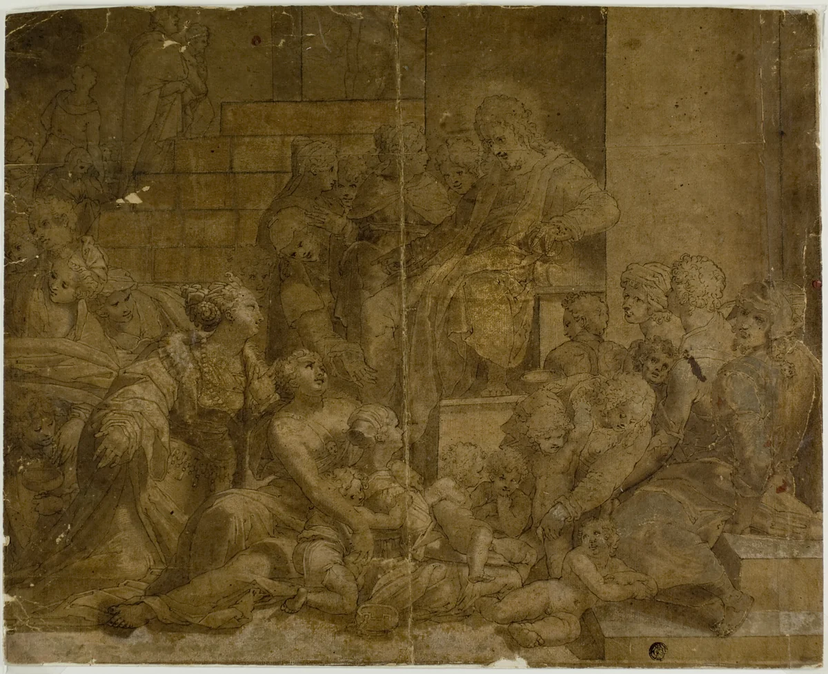 "Suffer Little Children to Come unto Me" by Giovanni Battista Tinti, drawing, 1578-1604