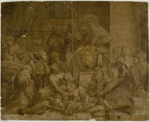 "Suffer Little Children to Come unto Me" by Giovanni Battista Tinti, drawing, 1578-1604