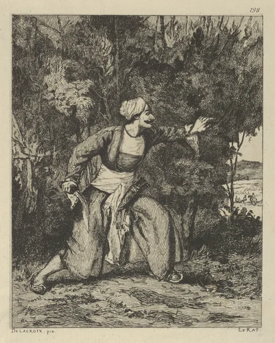 Indian in an Ambush by Paul-Edme Le Rat, print, 1860-1892