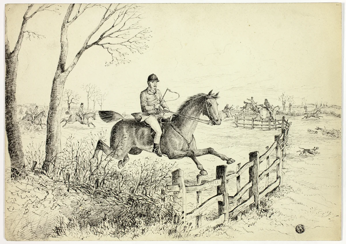 Fox Hunt by W. H. Temple, drawing, 1865