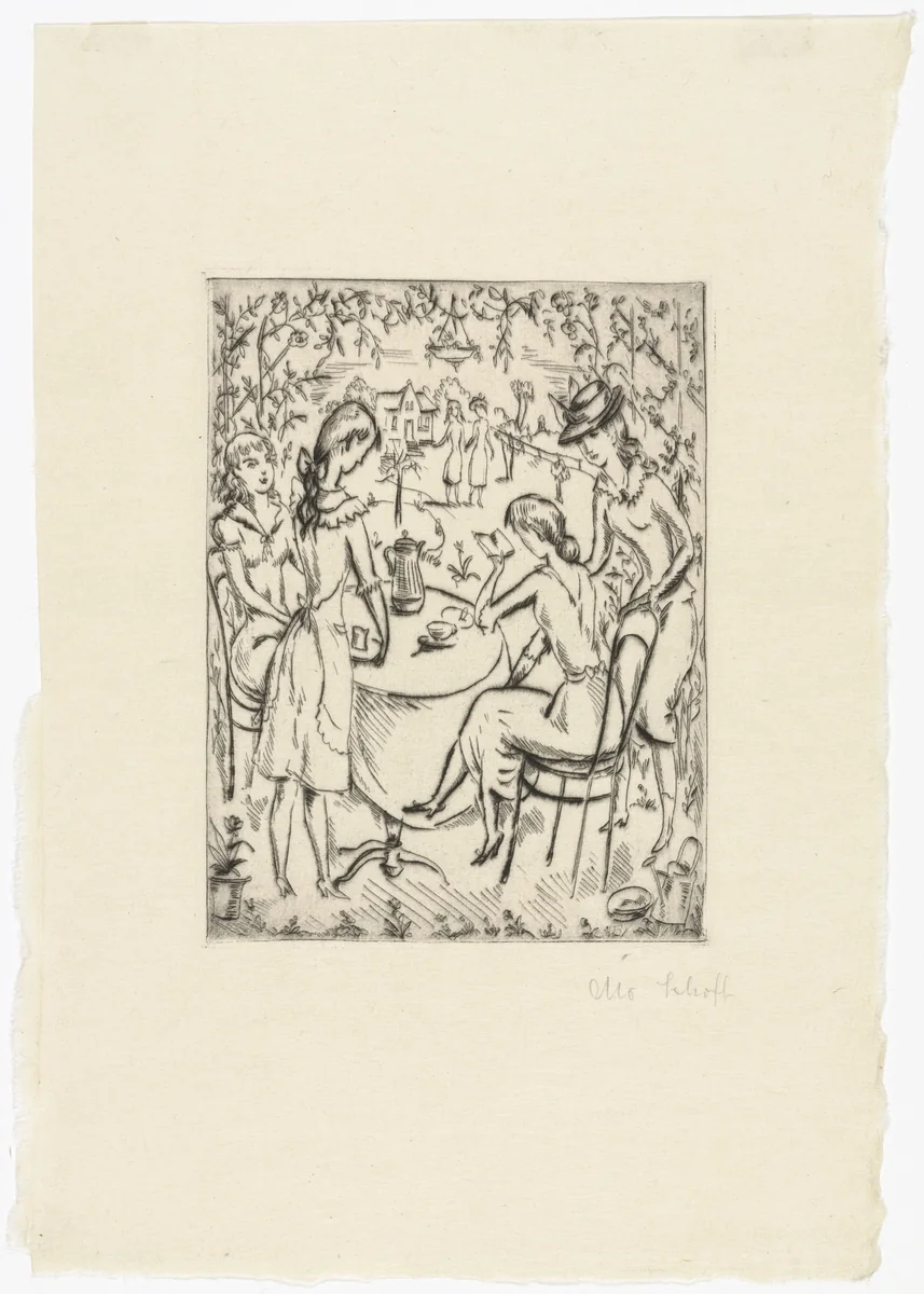 Girls in Boarding School II (Pensionatsmädchen II) by Otto Schoff, print