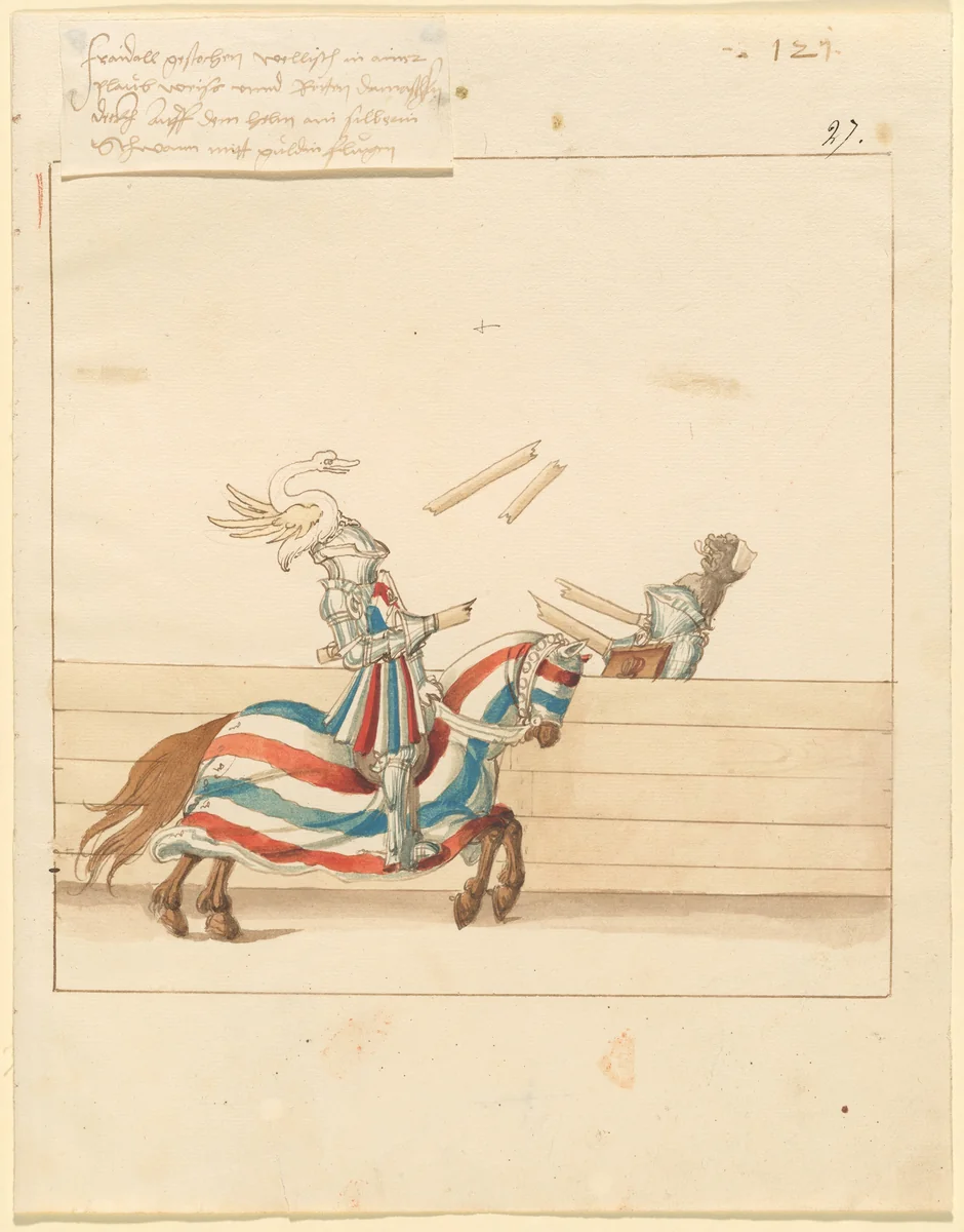 Italian Joust of Peace by German 16th Century, drawing, 1515